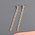 Elegant gold-tone tassel earrings featuring square-cut sparkling cubic zirconia stones - 8*0.4cm / Gold Rhombus White Zircon