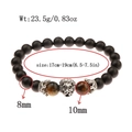 Men's matte black beaded lion bracelet with tiger eye stones and size specifications - Matte Silver Lion Bracelet