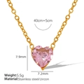 Collana con cuore in zircone rosa dorato con misure precise e catena in acciaio 45cm - Collana Dorata In Zirconia Rosa (XL90)