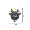 Christmas reindeer enamel alloy charm in black and red with gold trim 1.8x1.6cm - 2311 Black Gold Reindeer