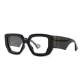 Occhiali anti-luce blu con montatura nera spessa e stanghette marmorizzate marroni - Nero