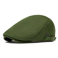 Army green breathable mesh flat cap with adjustable metal buckle and ventilated design - Army Green