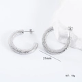 Orecchini a C in argento martellato irregolare con diametro 31mm e peso di 19g - Stile a forma di C martellato (Stile 1)