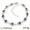 Silver stainless steel bracelet featuring nine black zircon stars with lobster clasp - Silver + Black Zircon (KB183062-TJG)
