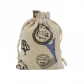 Linen drawstring bag with vintage Eiffel Tower print for jewelry gift packaging - 10x14cm / Blue Tower