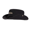 Black cotton outdoor sun hat with gold mountain embroidery and wide brim - 58cm / Black