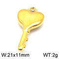Goldener Edelstahl Herzschlüssel Anhänger mit 21x11mm Maßen und poliertem Finish - Goldener Herz-Kleinschlüssel (KLJ5891-Z)
