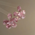 Detailed macro shot showing the pink marble texture on resin flower earrings - Silver Pin (Pink) / Pink