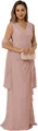 Elegant dusty rose V-neck sleeveless chiffon mother of the bride dress with matching shawl - US size 2 / Top And Bottom / Grey Pink