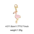 Pink enamel flamingo charm with golden metal frame and lobster clasp for shoes and bags - Style 9 Flamingo