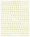 3D embossed yellow alphabet nail stickers with A-Z letters and adhesive backing JO-1784 - Gold