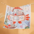 Weiche 6-lagige Baby-Baumwolldecke mit Cartoon-Raketentieren in warmem Orange - Speedboot-party / 6-Lagig 110*110cm