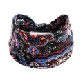 Bandeau élastique à motif paisley noir avec nœud pour le yoga et le sport femme - Floral Noir (#124)
