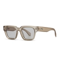Quadratische Sonnenbrille in Taupe mit goldenen Sechseck-Scharnieren und grauen Gläsern - Helltürkis Rahmen Hellgraue Gläser