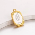 Golden Gemini zodiac charm pendant with silver textured mirror finish and engraved details - Gemini