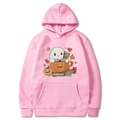 Pink Halloween hoodie for men and women featuring ghost and pumpkin graphics - S / Pink
