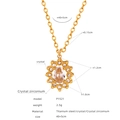 Collana in acciaio al titanio dorato con ciondolo girasole in cristallo e misure esatte - Collana Catena Sottile Pendente Girasole (P1521)