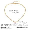 Elegante collana con perla in acciaio inossidabile dorato, gioiello impermeabile e anallergico - Stile Pendente di Perla Con Catena a Sfere Dorata (JDNW2409017)