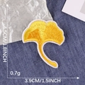 Golden ginkgo leaf embroidered patch 4.5x3.9cm for clothing decoration on denim - Golden Ginkgo Leaf / 4.5cmx3.9cm