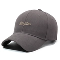Dark grey striped baseball cap with yellow Raiyant letter embroidery in variant style - Adjustable / Gray