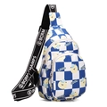 Blue and white checkered kids chest bag with yellow bear and COOL print detail - Bear Blue and White Plaid