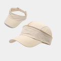 Beige 2-in-1 ponytail sun hat with zip-off top for quick-dry outdoor sports use - Adjustable / Beige