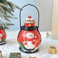 Farol navideño luminoso con muñeco de nieve, bufanda roja y asa clásica de metal - 9*9*13cm / Linterna Grande Muñeco de Nieve