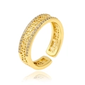 Luxurious 18K gold plated copper ring with micro-set zircon in a hollow geometric design - Geometric Hollow Zirconia Style (J-1325)