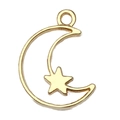 Ciondolo vintage dorato a forma di luna crescente e stella con finitura in metallo - Cornice Stella Luna in Resina