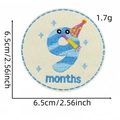Round baby monthly milestone embroidery patch in blue and white with size markings - 9 Months (9#)