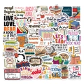 Vibrant cartoon reading theme stickers featuring cute animals and stack of books - TT147 (Cartoon Animals Reading-Lively)