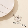 Minimalist silver snowflake pendant necklace in stainless steel, size 33x26mm weight 6.1g - Silver Snowflake (S1059-S+N22-S)