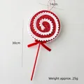 Red and white spiral Christmas candy cane decoration with bow and glitter finish - Large Scalloped Lollipop