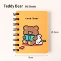 Mini A7 spiral notebook featuring cute bear and rabbit design with yellow cover, 80 sheets - Teddy Bear