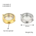 Pendentif médaillon collier 25mm cadre rond en verre en finition or et argent - Médaillon rond à double anneau 1 (S-KLJ4405-Z) / Acier