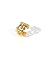 Macro detail of 18k gold plated stainless steel ring with lava textured hollow design - Adjustable Open / Organic Lava Hollow