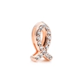 Rose gold ladybug bead accessory with sparkling rhinestones for DIY 10mm slide bracelet - Ribbon Fish Style / Rectangular Hole 10*2mm / Rose Gold
