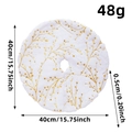 Mini 40cm white plush Christmas tree skirt with elegant gold leaf pattern and soft texture - N1-40 Gold Branch Plush