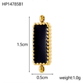 Rectangular colorful enamel pendant in golden frame, size 1.5x0.5cm for DIY jewelry - Beaded Rectangle Black-HP14785B1