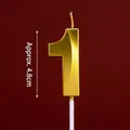 Golden number 1 birthday candle with metallic finish and 4.8cm height for cake decor - Gold Diamond-face Number Candle 1