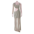 Champagnergoldenes One-Shoulder-Abendkleid mit Taillenausschnitt und Schlitz - XS / Champagner