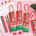 5-in-1 Christmas stationery set with pencils, ruler, eraser and sharpener for kids - Small Christmas Handheld Stationery Set