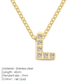 L-letter pendant necklace in 14K gold plated stainless steel with zircon stones - L / Gold