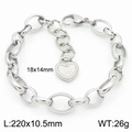 Silver chain bracelet with heart pendant and lobster clasp, 18x14mm charm dimension - Steel Oval Splicing Heart Style (KB183392-Z)