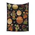Tapiz bohemio con motivos de serpiente, cactus, sol y luna sobre tela negra - 73X95CM / Cactus