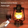 Retro bronze lantern with remote control featuring a warm flickering LED flame effect - Flame Light / Style A / Dimmer Switch / Remote Control Switch