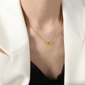 Elegant gold-plated U-shaped pendant necklace on a delicate snake chain for women - Gold (Adjustable Long)