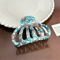 Octopus hair claw clip featuring a colorful terrazzo marble pattern in high-quality acetate - Floral Blue Pumpkin Claw