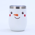 Detailed view of 12oz stainless steel tumbler with cute snowman face and clear lid - Snowman Pattern Style