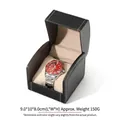 Black PU leather watch box with white stitching and beige lining 9x10x8cm - Black Outer Beige Inner Chair Watch Box